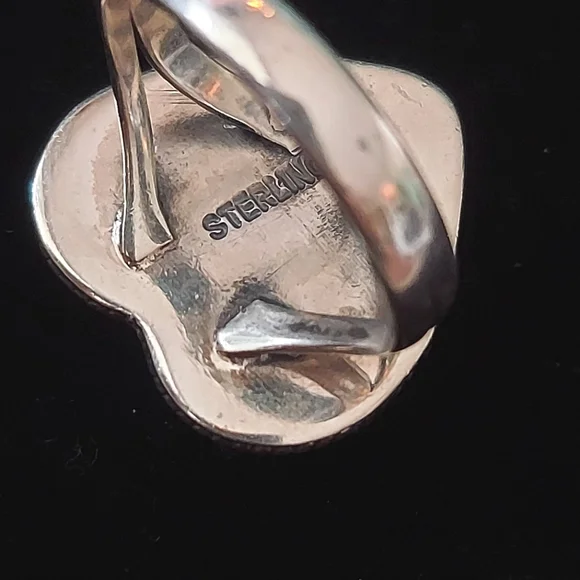 Beautiful Kingman Deep Blue Turquoise Heart Ring Sterling Silver Size 9 - Picture 7 of 7